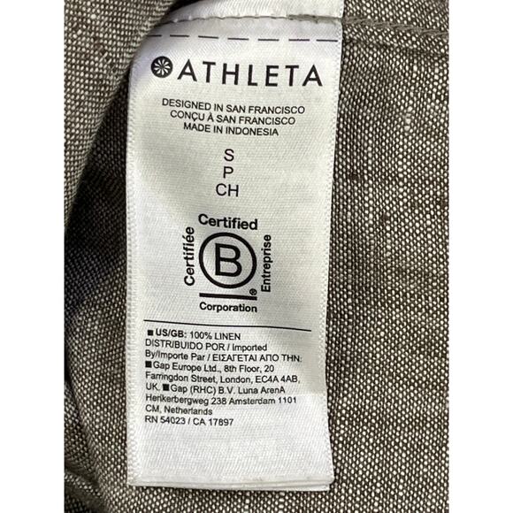 Athleta 100% Linen Button Down Shirt Taupe Gray Small NWT - Picture 8 of 9